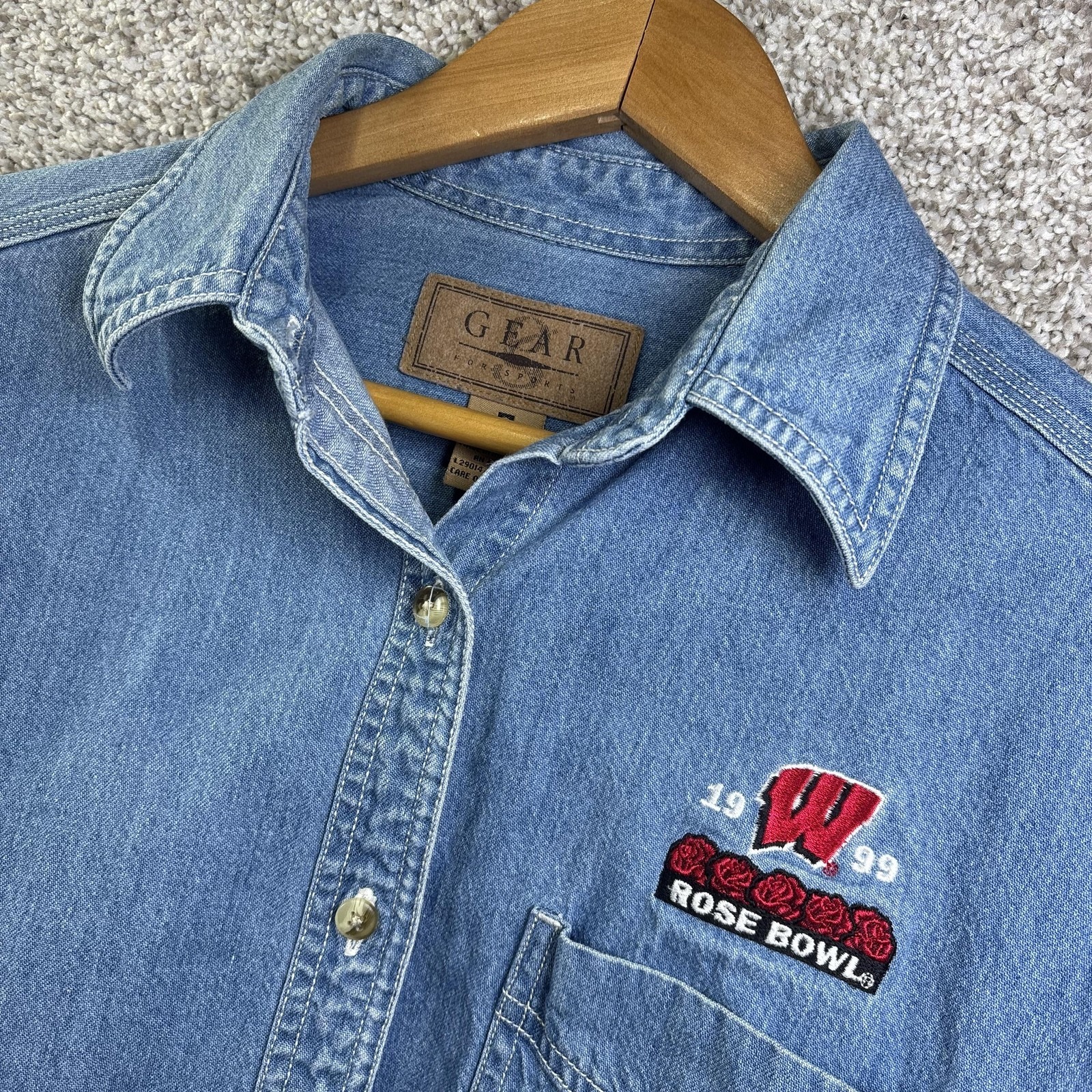 Vintage Wisconsin Badgers Shirt Mens Small Blue Ncaa Football Rose Bowl 1999